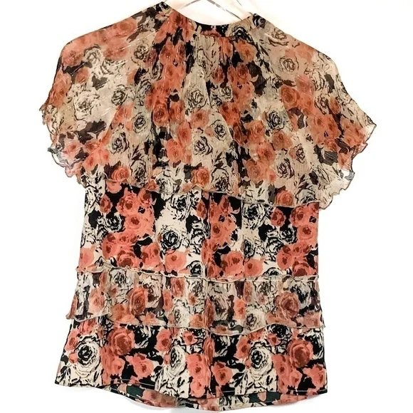 Lucky Brand Floral Sheer Sleeves Tie Top - Picture 7 of 7